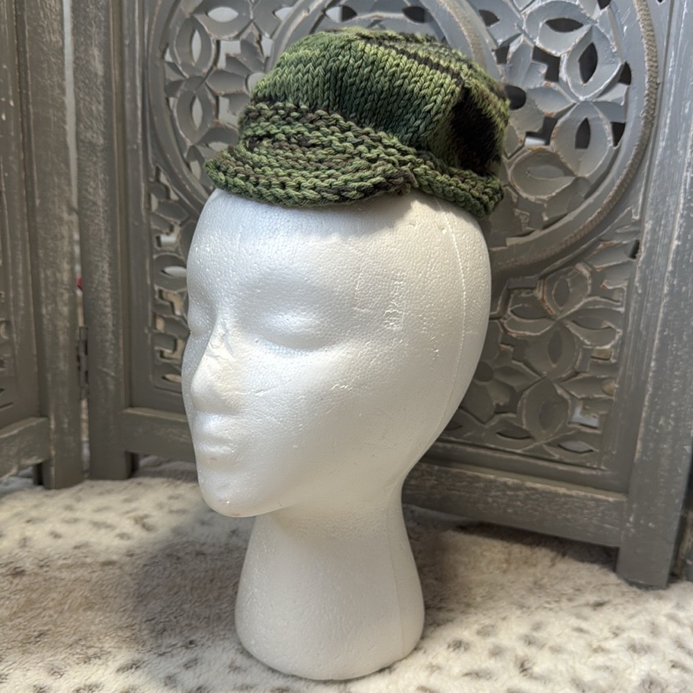 Handmade knit hat baby boys OS green camo military outdoor utility blokecore